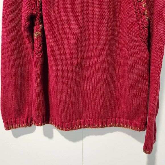 Coldwater Creek Vintage Red Woodland Pinecone Embroidered Pullover Sweater Small - Picture 8 of 9